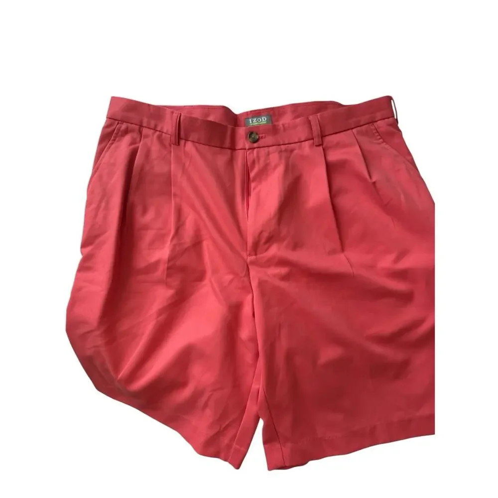 Vintage 90s Mens 38 Pleated Front Salmon Prep Old Money Golf Short Izod Pink